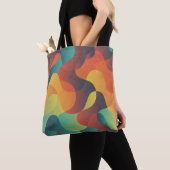 Kleurrijk  golf abstract patroon tote bag (Dichtbij)