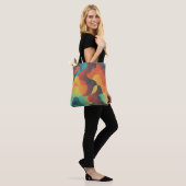 Kleurrijk  golf abstract patroon tote bag (Op model)