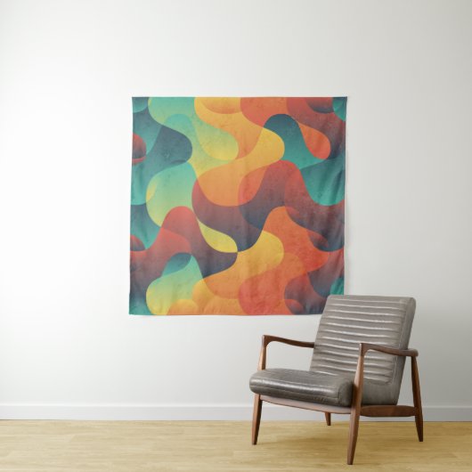 Kleurrijk  golf abstract patroon wandkleed (In Situ (horizontaal))