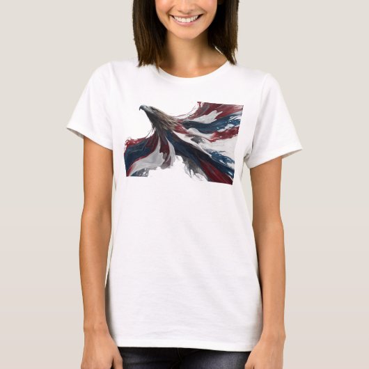 Kleurrijk Goud Abstracte Adelaar Kunst Ontwerp T-shirt (Voorkant)