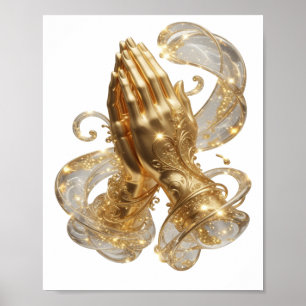 Kleurrijk Goud BIDDENDE HANDEN Artistiek Motief Poster