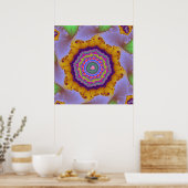 Kleurrijk goud en Paars fractal Poster (Keuken)