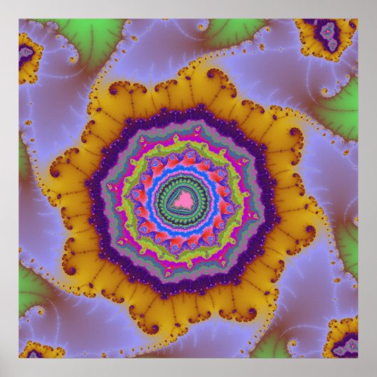 Kleurrijk goud en Paars fractal Poster (Voorkant)