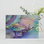 Kleurrijk Gouden Alcohol Ink Vloeibare Abstracte K Bedankkaart (Staand voorkant)