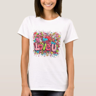 Kleurrijk Graffiti Love U Dames T-Shirt