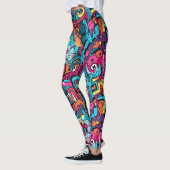 Kleurrijk Graffiti Pop Art Retro Straat Abstract Leggings (Links)