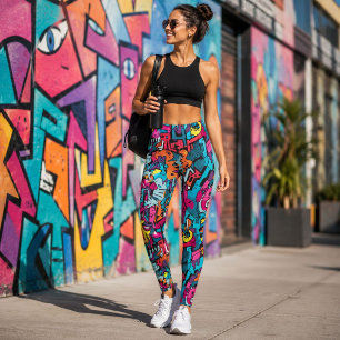 Kleurrijk Graffiti Pop Art Retro Straat Abstract Leggings