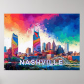 Kleurrijk Graffiti Stedelijke Kunst van de Nashvil Poster (Voorkant)