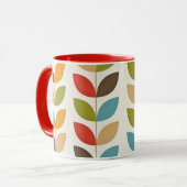 Kleurrijk grafisch bladerenpatroon mok (Voorkant links)