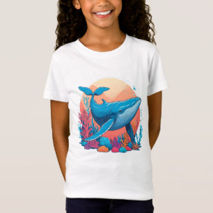 Kleurrijk grafisch ontwerp van een walvis t-shirt