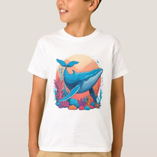 Kleurrijk grafisch ontwerp van een walvis t-shirt (Voorkant)