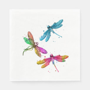 Kleurrijk grafisch patroon Dragonfly Grappig vlieg Servet