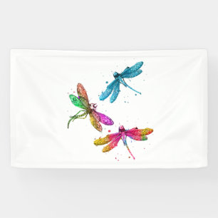 Kleurrijk grafisch patroon Dragonfly Grappig vlieg Spandoek
