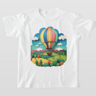 Kleurrijk Grafisch T-shirt met Heet Luchtballon La