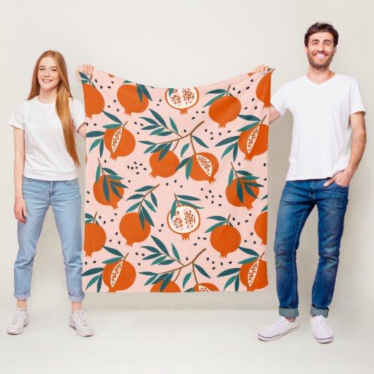 Kleurrijk Granaatappel Patroon Fleece Deken (In situ)