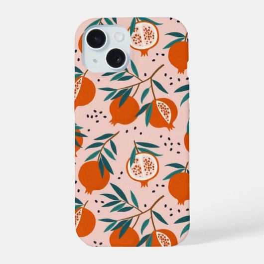 Kleurrijk Granaatappel Patroon iPhone 15 Case (Achterkant)