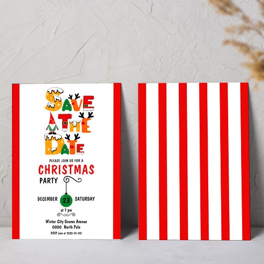 Kleurrijk & grillig Save The Date Christmas Party Kaart