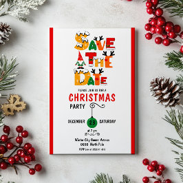 Kleurrijk & grillig Save The Date Christmas Party Kaart