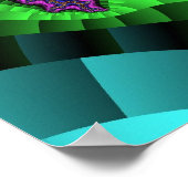 Kleurrijk groen en Paars fractal Poster (Hoek)