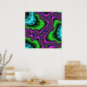 Kleurrijk groen en Paars fractal Poster (Keuken)