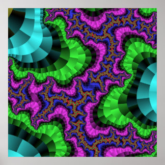Kleurrijk groen en Paars fractal Poster