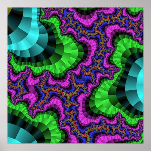 Kleurrijk groen en Paars fractal Poster (Voorkant)