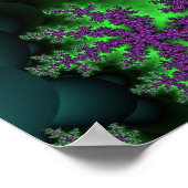 Kleurrijk groen en Paars fractal Poster (Hoek)