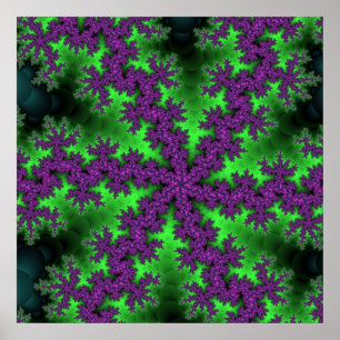 Kleurrijk groen en Paars fractal Poster