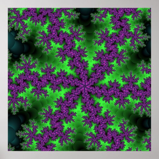 Kleurrijk groen en Paars fractal Poster (Voorkant)