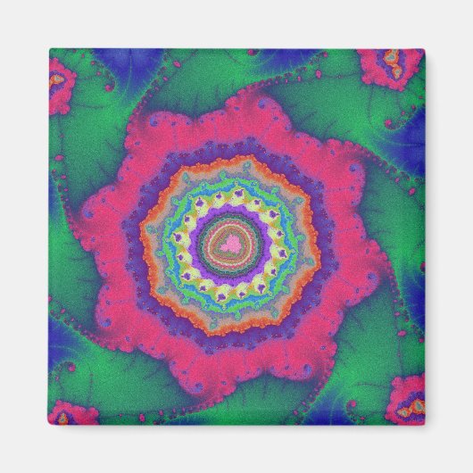 Kleurrijk groen en roze fractal magneet (Voorkant)