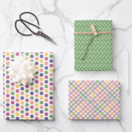 Kleurrijk groen, geel, blauw en roze patroon inpakpapier vel