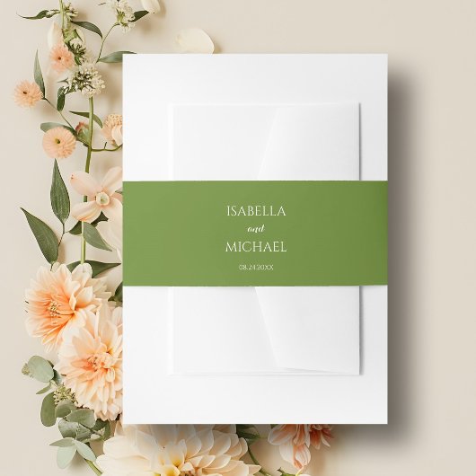 Kleurrijk groen huwelijk uitnodigingen wikkel