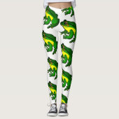Kleurrijk groen kikkerpatroon leggings (Voorkant)