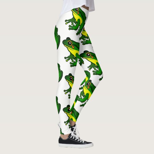 Kleurrijk groen kikkerpatroon leggings (Rechts)