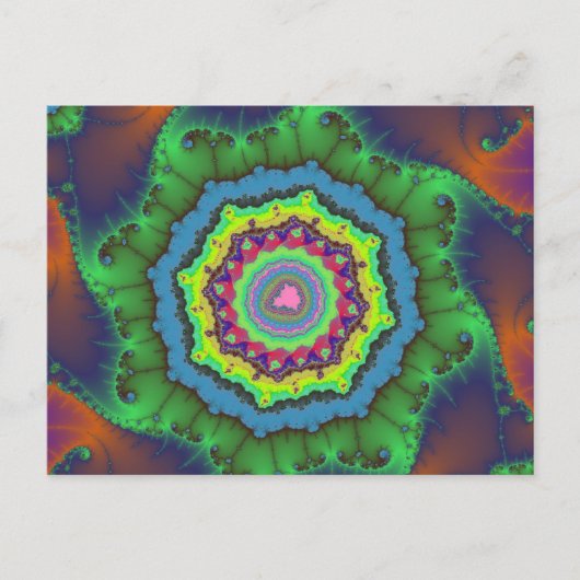 Kleurrijk groen, Oranje en blauw fractal Briefkaart (Voorkant)