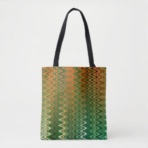 Kleurrijk groen Oranje Zigzag Patroon Tote Bag