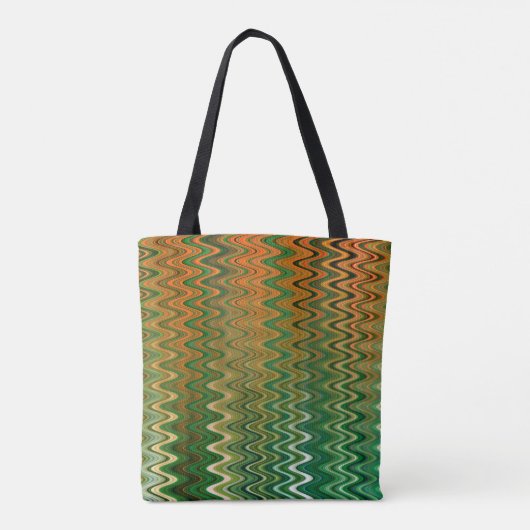 Kleurrijk groen Oranje Zigzag Patroon Tote Bag (Achterkant)