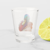 Kleurrijk groen popArt Mallard Digital Design Shot Glas (Achterkant)