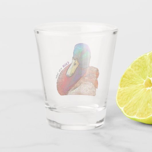 Kleurrijk groen popArt Mallard Digital Design Shot Glas (Achterkant)