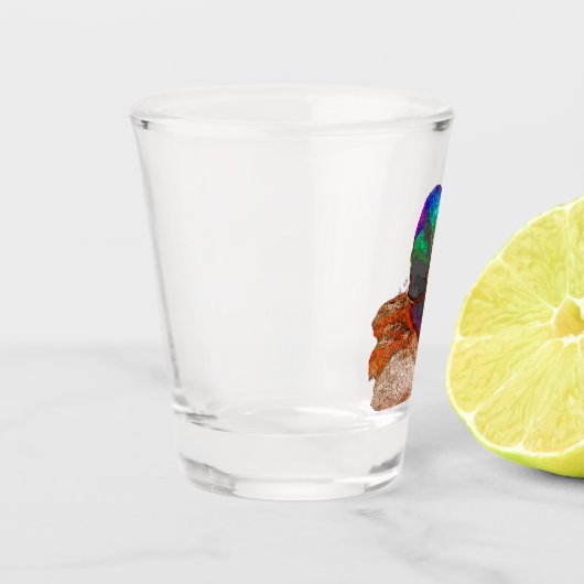 Kleurrijk groen popArt Mallard Digital Design Shot Glas (Links)
