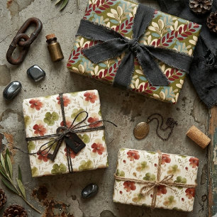 Kleurrijk Groen Rood Bloemmotief Bloei Waterverf T Inpakpapier Vel