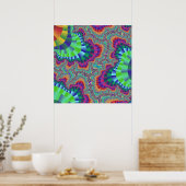 Kleurrijk groen, roze en Oranje fractal Poster (Keuken)