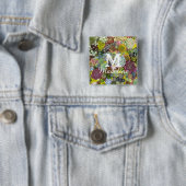 Kleurrijk groen vetplanten vierkante button 5,1 cm (In situ)