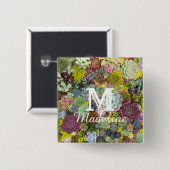 Kleurrijk groen vetplanten vierkante button 5,1 cm (Voorkant /achterkant)