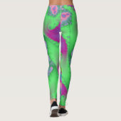 Kleurrijk groene en perzikfractaal leggings (Achterkant)