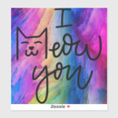 Kleurrijk & groot ik miauw je kat sticker (Vel)