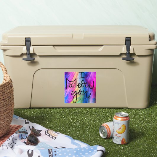 Kleurrijk & groot ik miauw je kat sticker (Koeler)