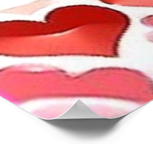 Kleurrijk groots, klein hart rood, wit poster (Hoek)