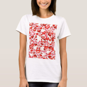 Kleurrijk groots, klein hart rood, wit t-shirt