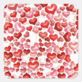 Kleurrijk groots, klein hart rood, wit vierkante sticker (Voorkant)
